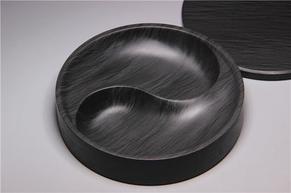 4.9" Chinese Ink Natural Original Stone Hand-carved Taiji Inkstone Inkslab