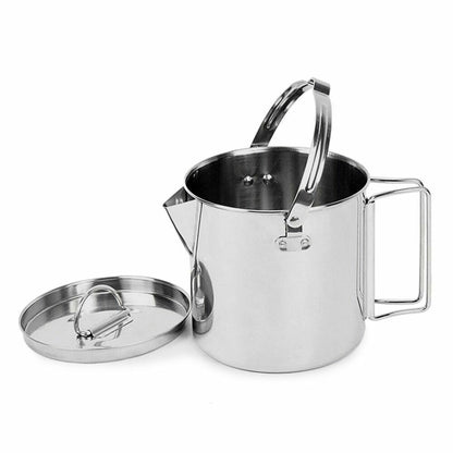 Stainless Steel Cup Camping Soup Coffee Pot Foldable Handle Water Kettle Cover