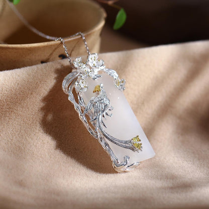 Alloy & Jade "Joy on Plum" Pendant Necklace for Women