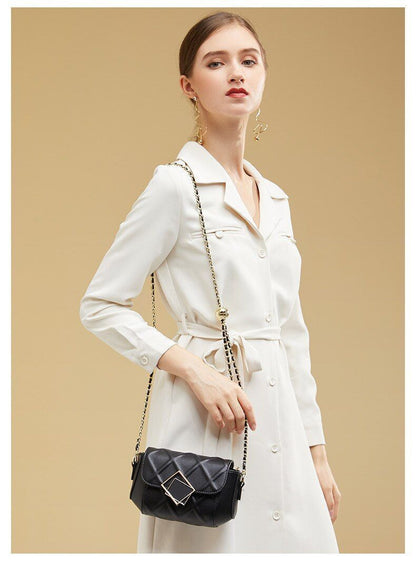 Cowhide Retro Single Chain Real Leather Bag Shoulder Messenger Small Golden Ball