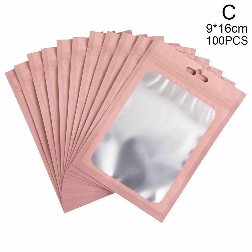 Cosmetic Bag 100pcs 4 Sizes Flat Bath Salt One Side Clear Mini Aluminum Foil Zip