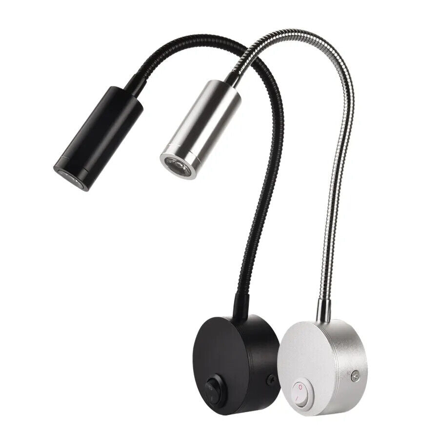 Wall Lamp 3W Aluminum Black Silver Home Hotel Loft Bedside Reading Book Lighting