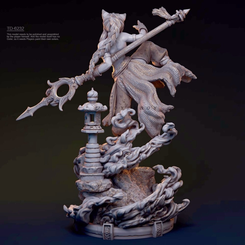1/24 resin figure model kit Fantasy Martial Arts Girl 3D Printing Unassembled