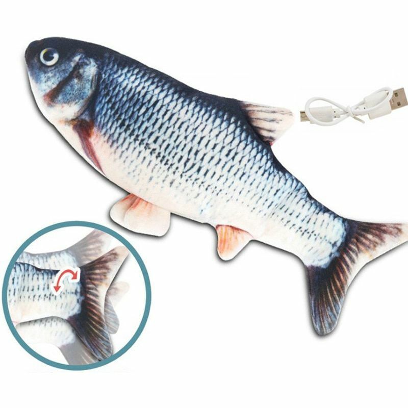 Electric Cat Toy Fish USB Charger Interactive Realistic Pet Chew Bite Floppy 30