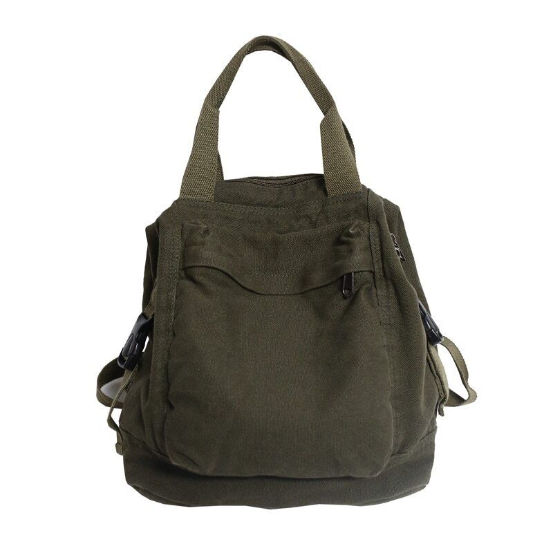 School Bag Student Shoulders Khaki Backpack Canvas Backpacks Female Bag