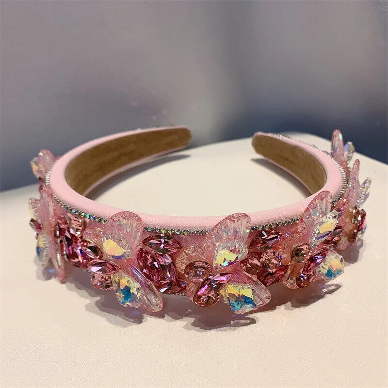 Women Headband Vintage Baroque Flower Big Diamond Luxury Fashion Party Hairbands