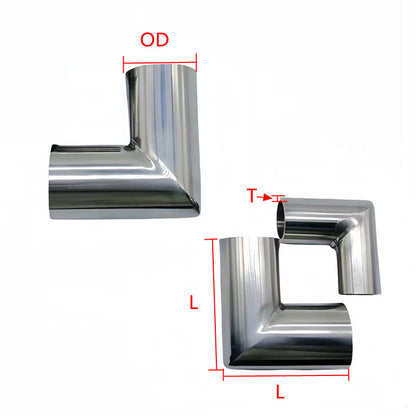304 Stainless Steel Elbow 90 Degree Pipe Right Angle Exhaust Tube Polished Parts