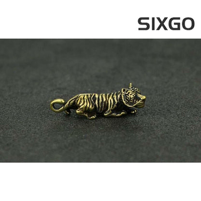 Old Bronze Handmade Small Tiger Statue Figure Tea Pet Decoration Rare Chinese