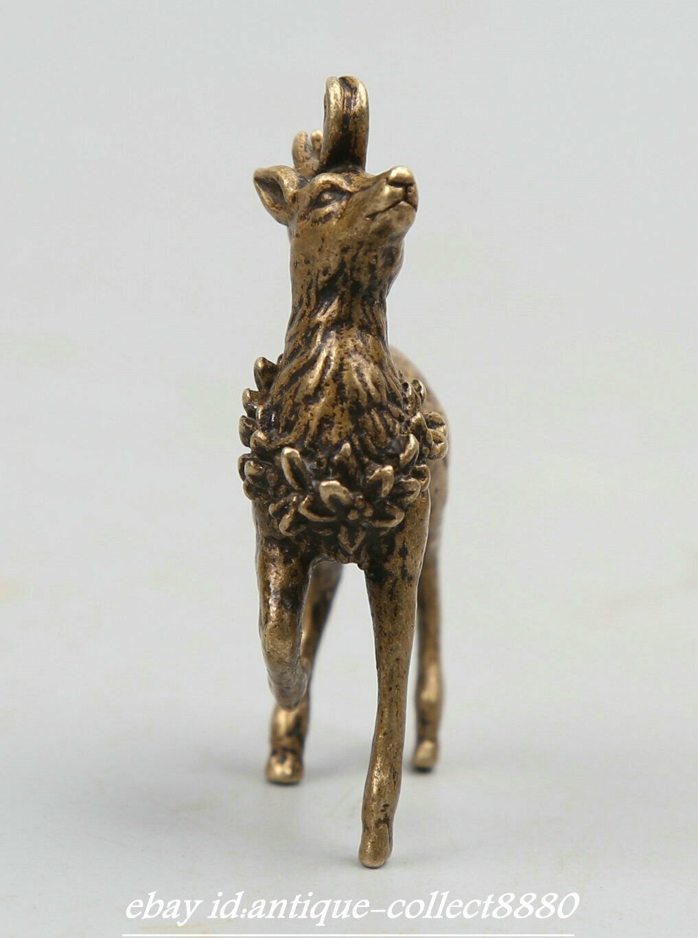 Curio Chinese Bronze Animal Lovable Deer Small Statue Statuary Tea Pet