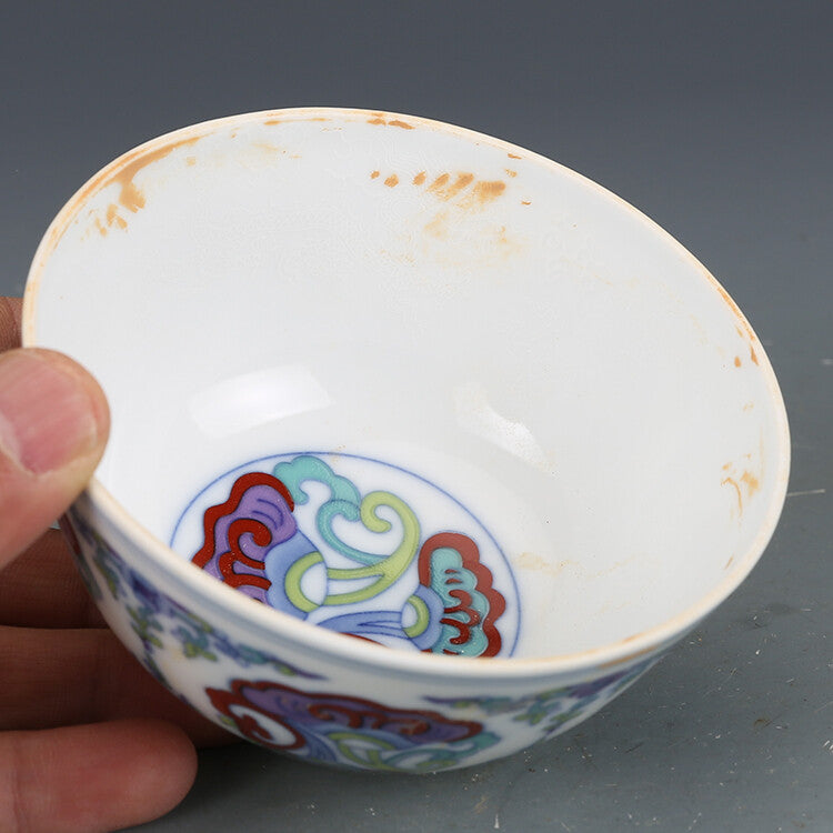 Chinese Ming Chenghua Blue and White Doucai Porcelain Lucidum Teacup Cup 3.54"