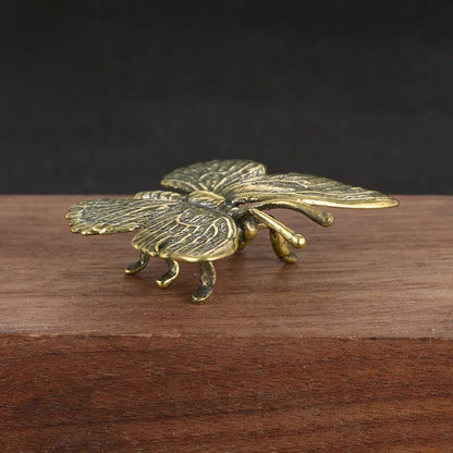 Solid Pure Brass Butterfly Figurines Miniatures Desktop Ornament Insect Statue