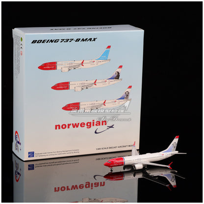 1:400 JC Wings Norwegian Air Shuttle BOEING 737 MAX 8 Airplane Diecast Model
