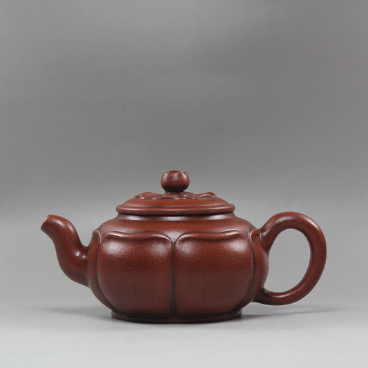 Yixing Zisha Pottery Plain Cement Clay Handmade 362ML Flos Nelumbinis Teapot