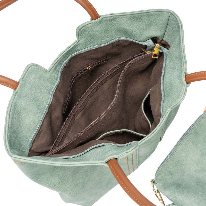 2pcs Women Soft Pebbled PU Leather Tote Bag Shoulder Handbag Crossbody Purse Set