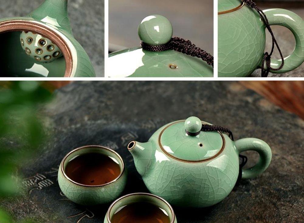 China Longquan Celadon Kung Fu Tea Set A Teapot of Two Teacup