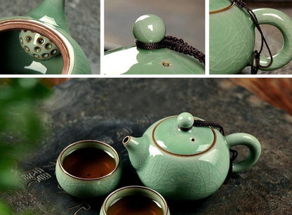 China Longquan Celadon Kung Fu Tea Set A Teapot of Two Teacup