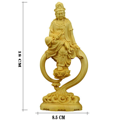 Carved Boxwood Wood Buddhist Buddha Statue Buddhism kwanyin Sculpture Collection
