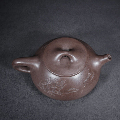 Chinese Yixing Zisha Clay Handmade Exquisite Teapot（景舟石瓢 底款：景舟制陶）