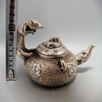 13CM Chinese Decorative Mouse Tea Pot Wine Pot Collection Crafts