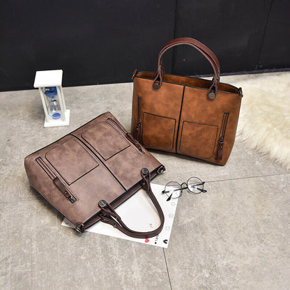European Women's Bag Large Simple Fashion Handbag Retro Shoulder Messenger Bags