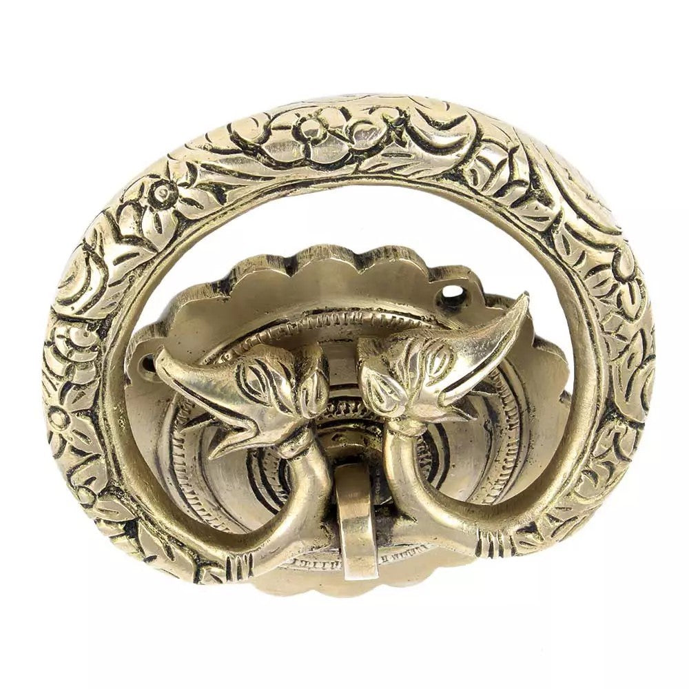 Antique Look Hand Casted Exclusive Brass Elephant Motif Ring Door Knocker
