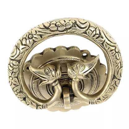 Antique Look Hand Casted Exclusive Brass Elephant Motif Ring Door Knocker