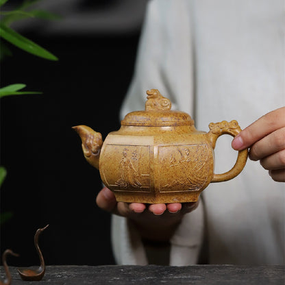 Chinese Yixing Zisha Clay Handmade Exquisite Auspicious Beast Teapot
