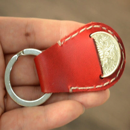 Genuine Leather Keychain Coin Storage Bags Multifunctional Cowhide Home Key Ring