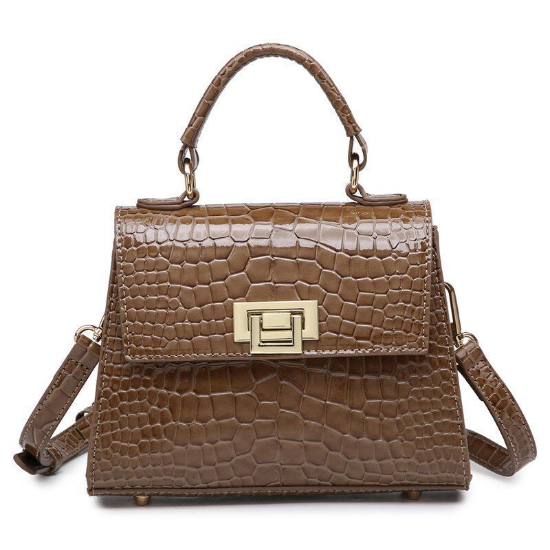 Synthetic Leather Purse Handbag Shoulder Bag 20*7*15 CM Polyester Green Brown