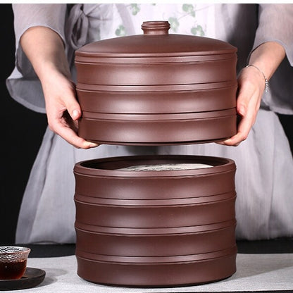 Chinese Tea Cainster With Lid Real Yixing Zisha Jar For Pu'er Tea Cake Storage