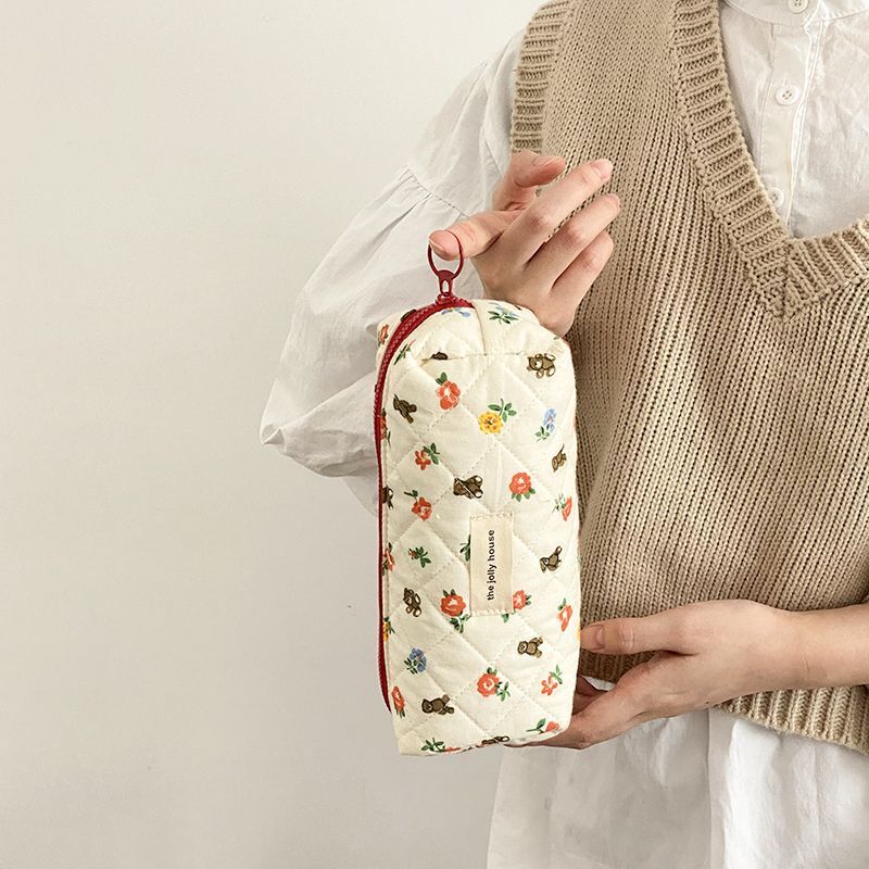 Makeup Bag Soft Cotton Zipper Cosmetics Organizer Small Cute Make Up Pouch - Thumbnail 3