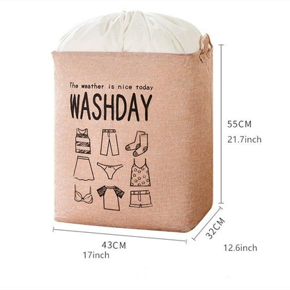 Foldable Super Large Laundry Basket Drawstring Cover Water-Proof Storage Bag 75L