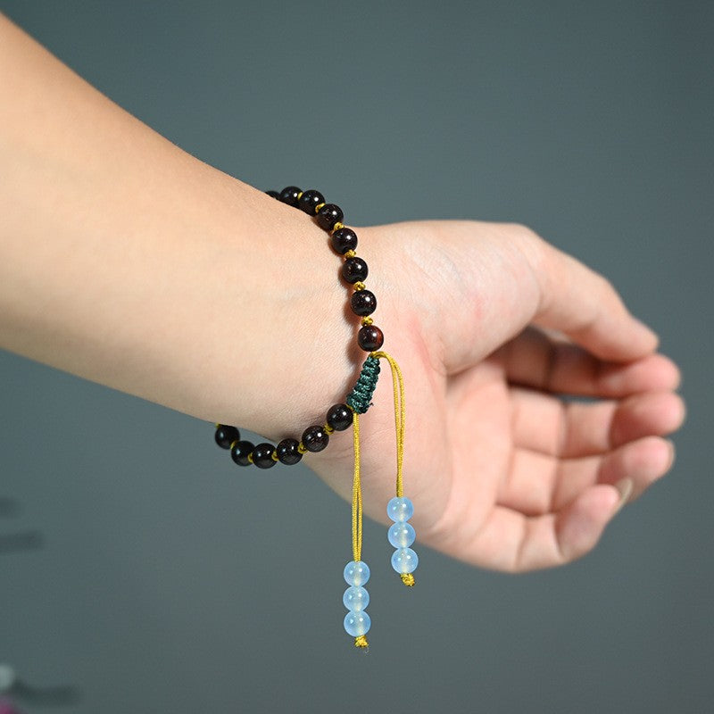 Natural Sandalwood Carving Ruyi Buddha Beads Prayer Beads Bracelet Handicrafts