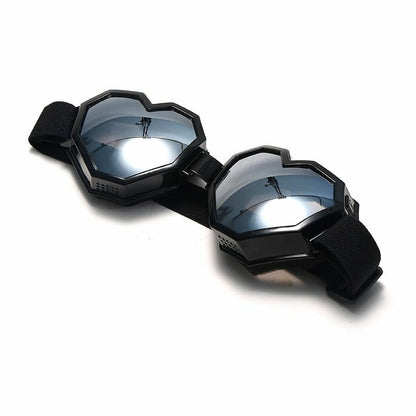 Sunglasses Heart Shaped Goggle One Piece Women Oversized Gradient Lens Eyeglass