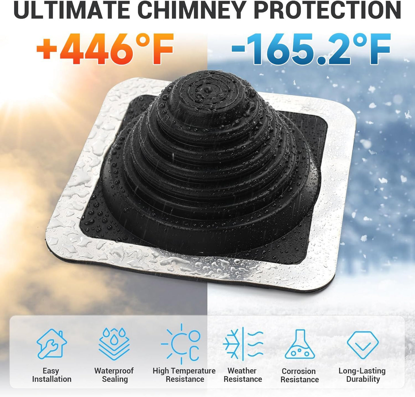 #3 High Temp Silicone Metal Roof Pipe Flashing Boot - Roof Vent Boot for Pipe OD