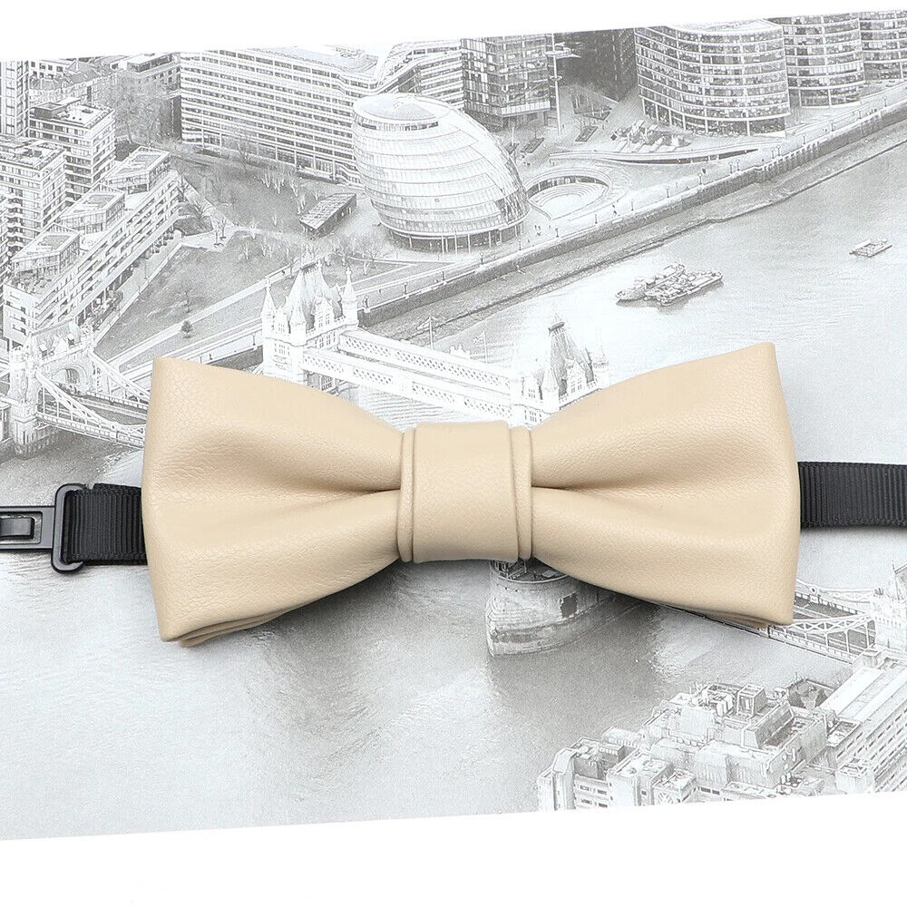 Men Bow Tie PU Leather Patchwork Female Necktie Adult Cravate Wedding Party Wear