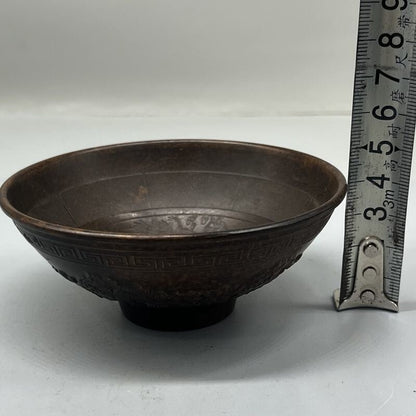 Collection Chinese Bronze Handmade Fish Statue Bowl Cup Home Decoration