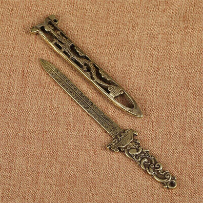 New Bronze Dragon Sword Miniature Figurines Desk Ornament Home Feng Shui Pendant