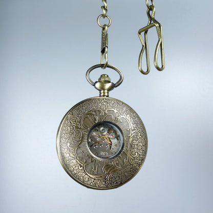 Mechanical Clock Horologe Alloy Crane Single Open Mechanical Pocket Watch