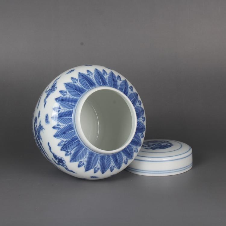 4.1" China Jingdezhen Blue and White Porcelain Animal Cloud-dragon Tea Leaf Pot