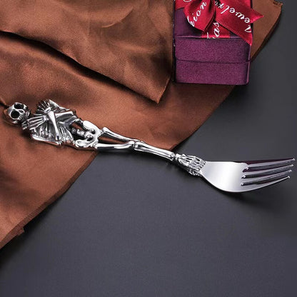 1 Set Stainless Skull Skeleton Spoon Fork Knife Dinnerware Set Tableware Gift
