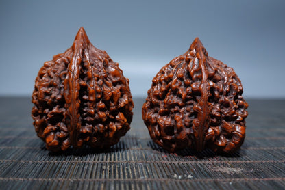 Vintage Chinese Natural Walnut Statue A Pair Collection Art Gift