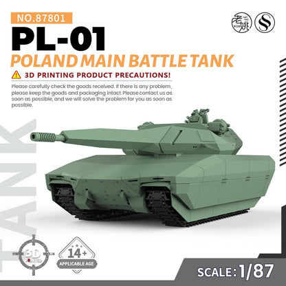 SSMODEL SS87801 1/87 Military Model Kit Poland PL-01 Main Battle Tank
