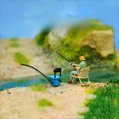 1:64 Scale Figure Model Fishing Sports Scene Display Layout Doll Model