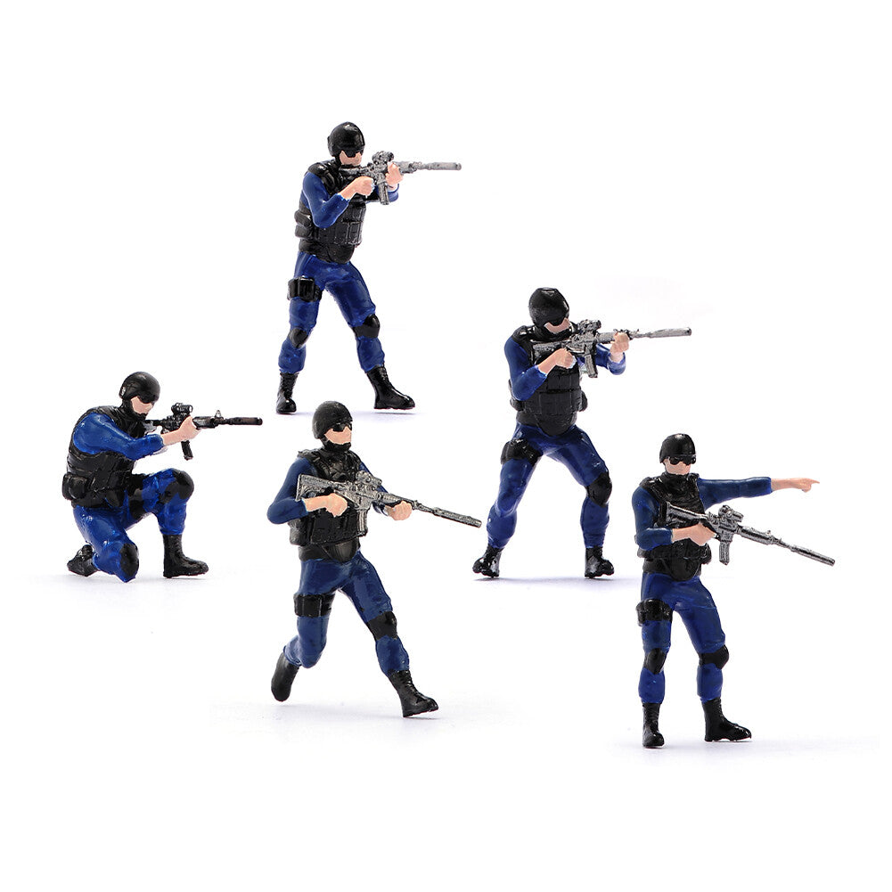 NEW 1:64 Scale Explosion-proof Special Police Five Man Team Model Resin Figures