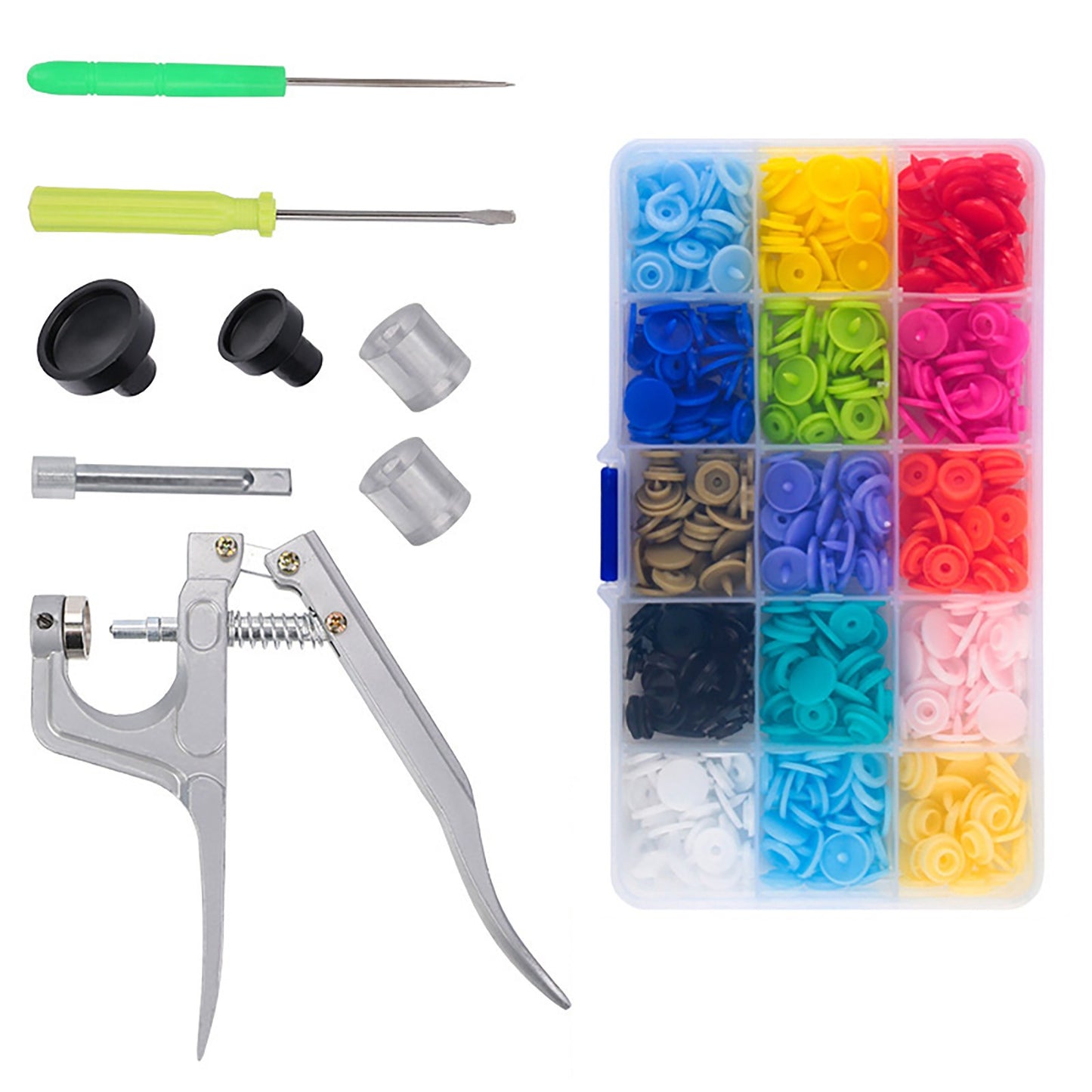 Metal & Resin 150PCS Snap Buttons Press Tool Kit with Fastener Pliers for DIY