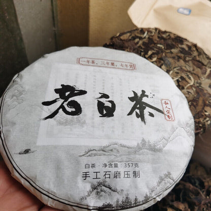 Old White Tea Tea Cake Organic 357g Yunnan White Tea Hand made Graphite Pressed