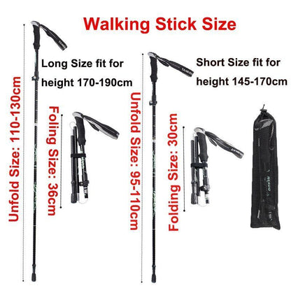 5-Section Folding Trekking Poles Nordic Walking Stick Hiking Telescopic Cane 1PC