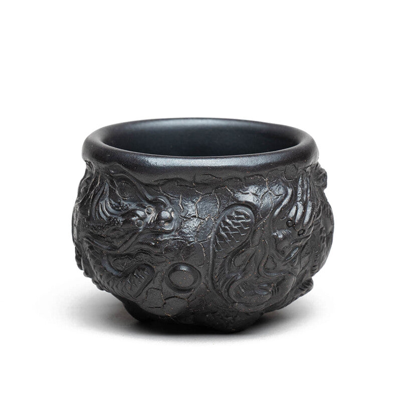 Full Handmade Tea Cup Dragon Carved Master Cup 5 Oz Original Ore Zisha Clay Cup