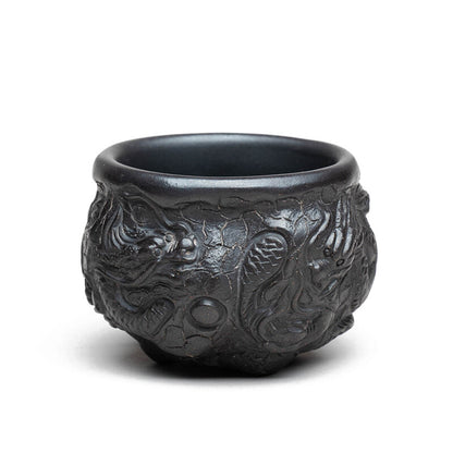 Full Handmade Tea Cup Dragon Carved Master Cup 5 Oz Original Ore Zisha Clay Cup